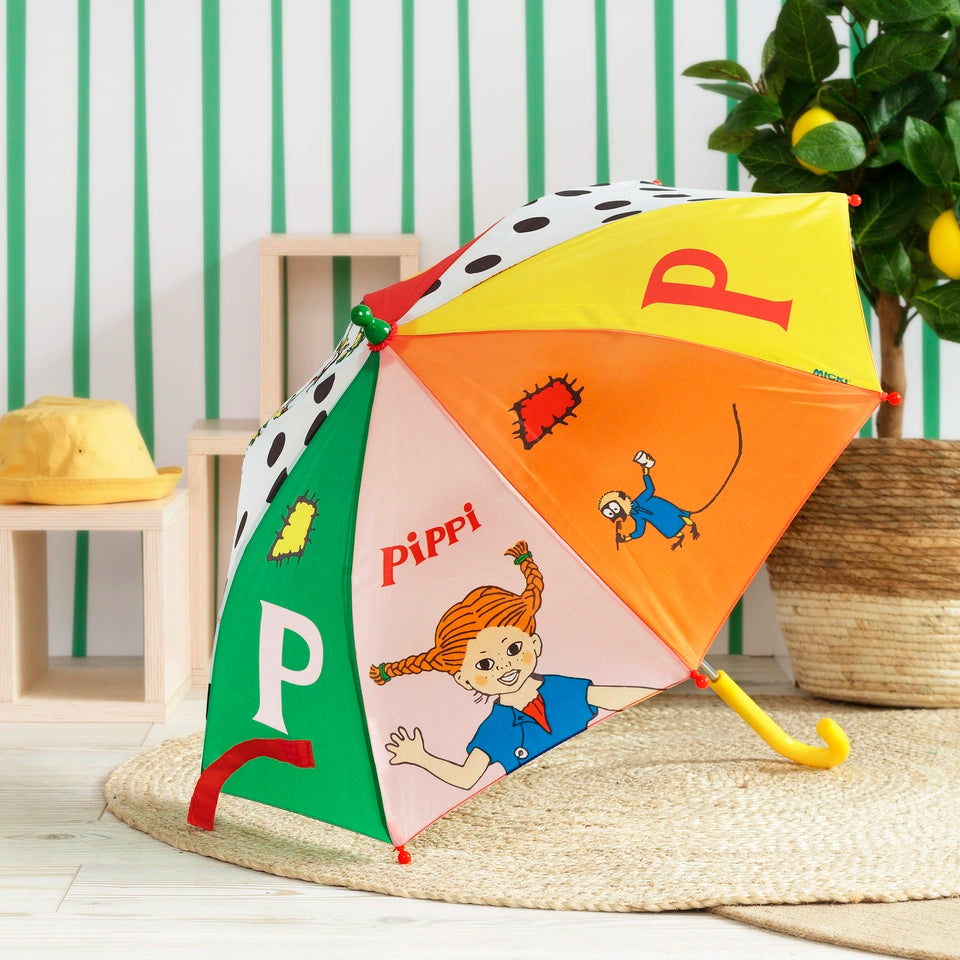 Pippi Paraply med farverigt motiv