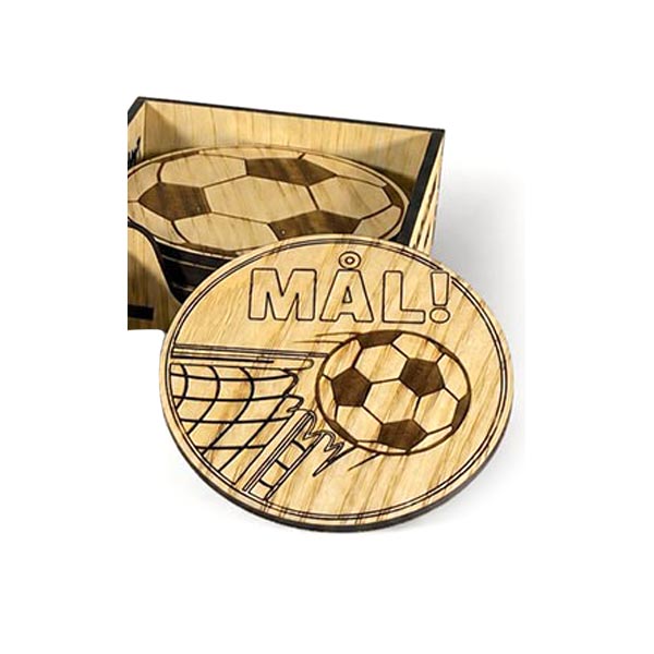 Glasunderlägg i trä Fotbolls-VM Matchögonblick, 6-pack (⌀ 9,6cm)