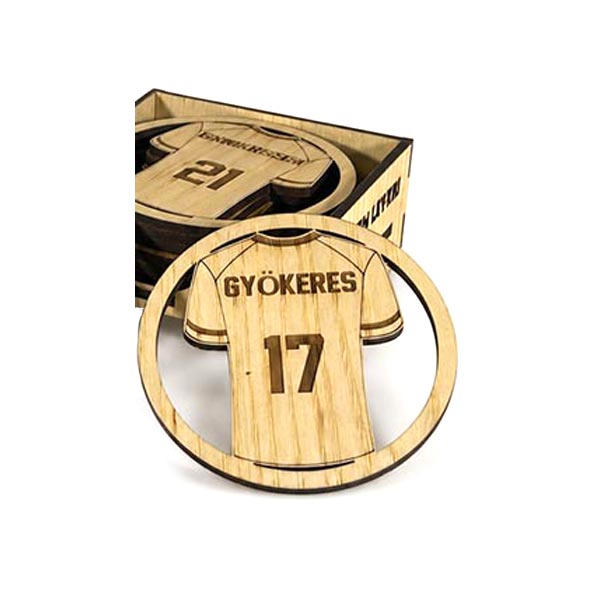 Glasunderlägg i trä Fotbolls-VM Våra Hjältar, 6-pack (⌀ 9,6cm)