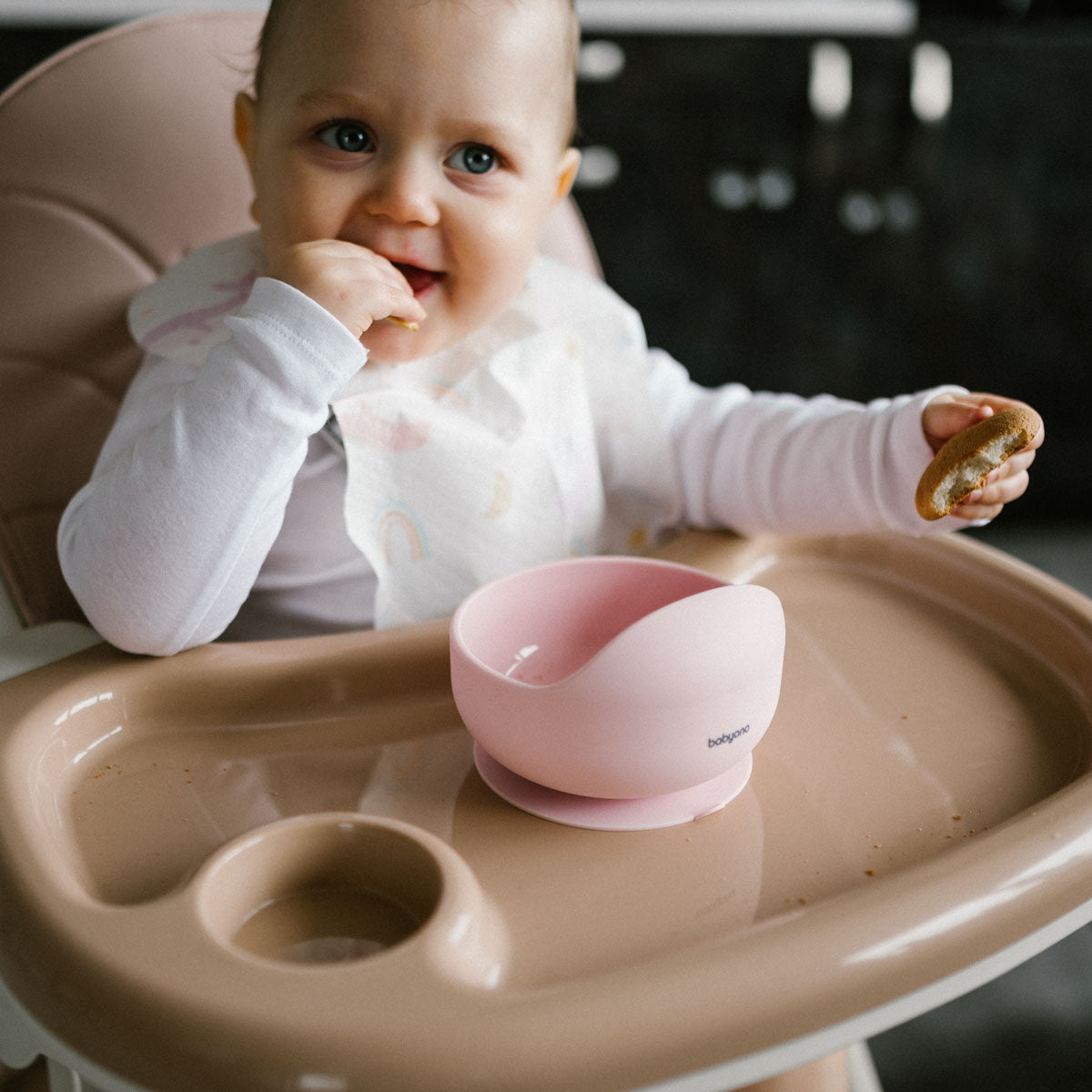 Babyono Matskål Rosa Silicon Sugpropp