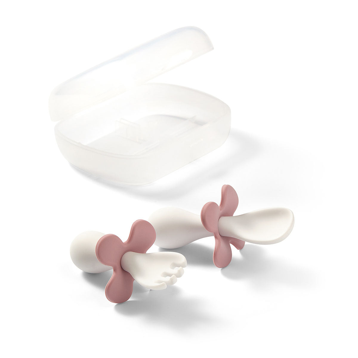 Babyono Ergonomisk Sked & Gaffel Rosa/Vit