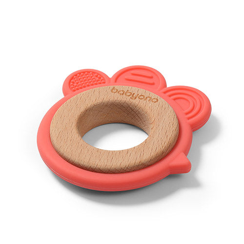 Babyono Bitleksak Höna Trä/silikon Orange
