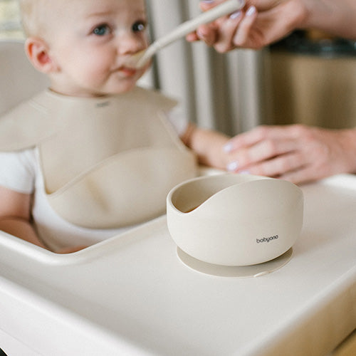 Babyono Matskål Beige Silicon Sugpropp