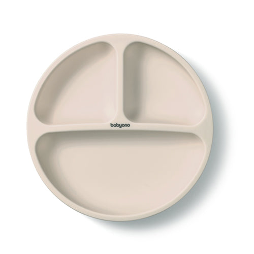 Kaxholmen Tallrik Beige med 3 fack i silikon med sugpropp