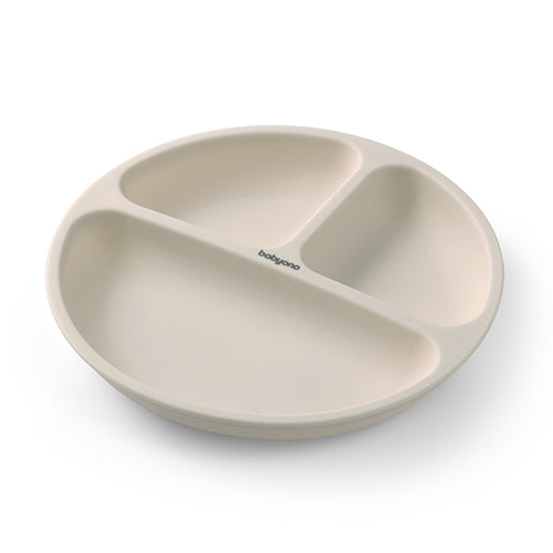 Kaxholmen Tallrik Beige med 3 fack i silikon med sugpropp