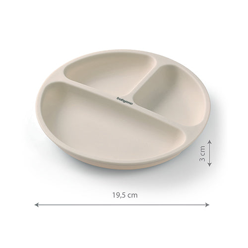 Kaxholmen Tallrik Beige med 3 fack i silikon med sugpropp