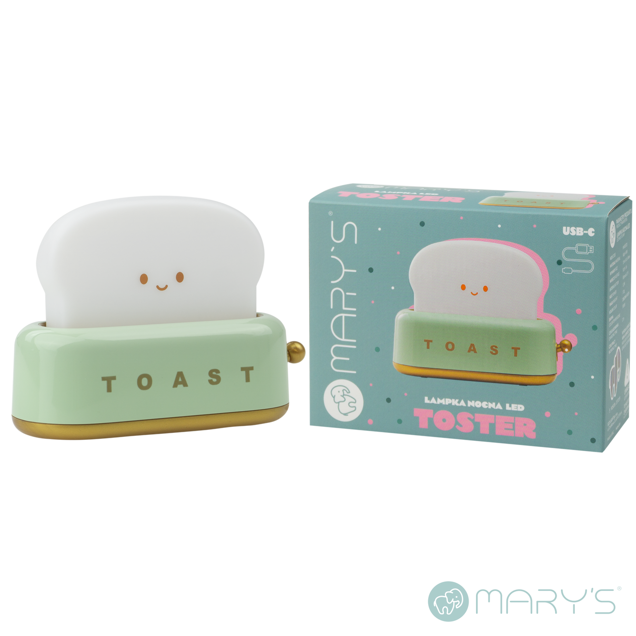 Mary's LED-Nattlampa Toaster Green (USB-laddning)