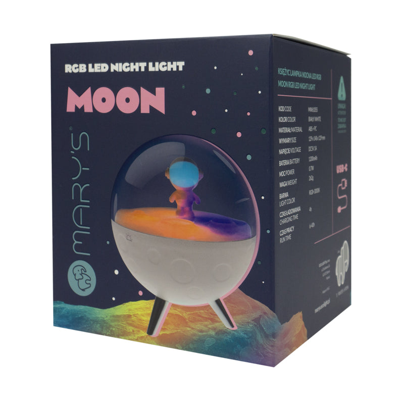 Mary's LED-Nattlampa Moon Vit (USB-laddning)