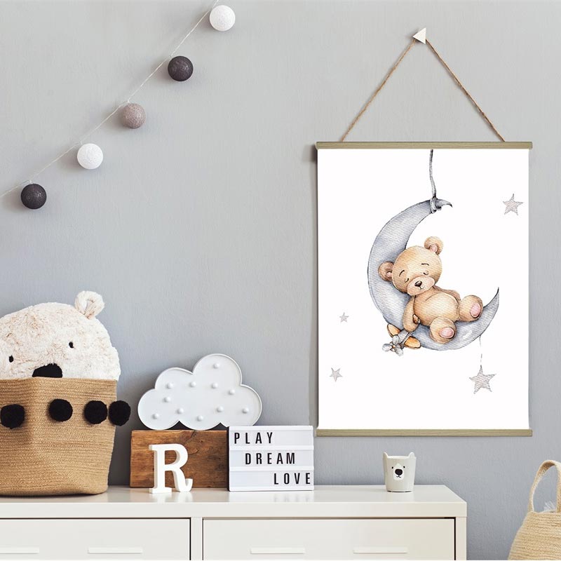 Fresh Kid Poster Nalle på Måne (40x50cm)