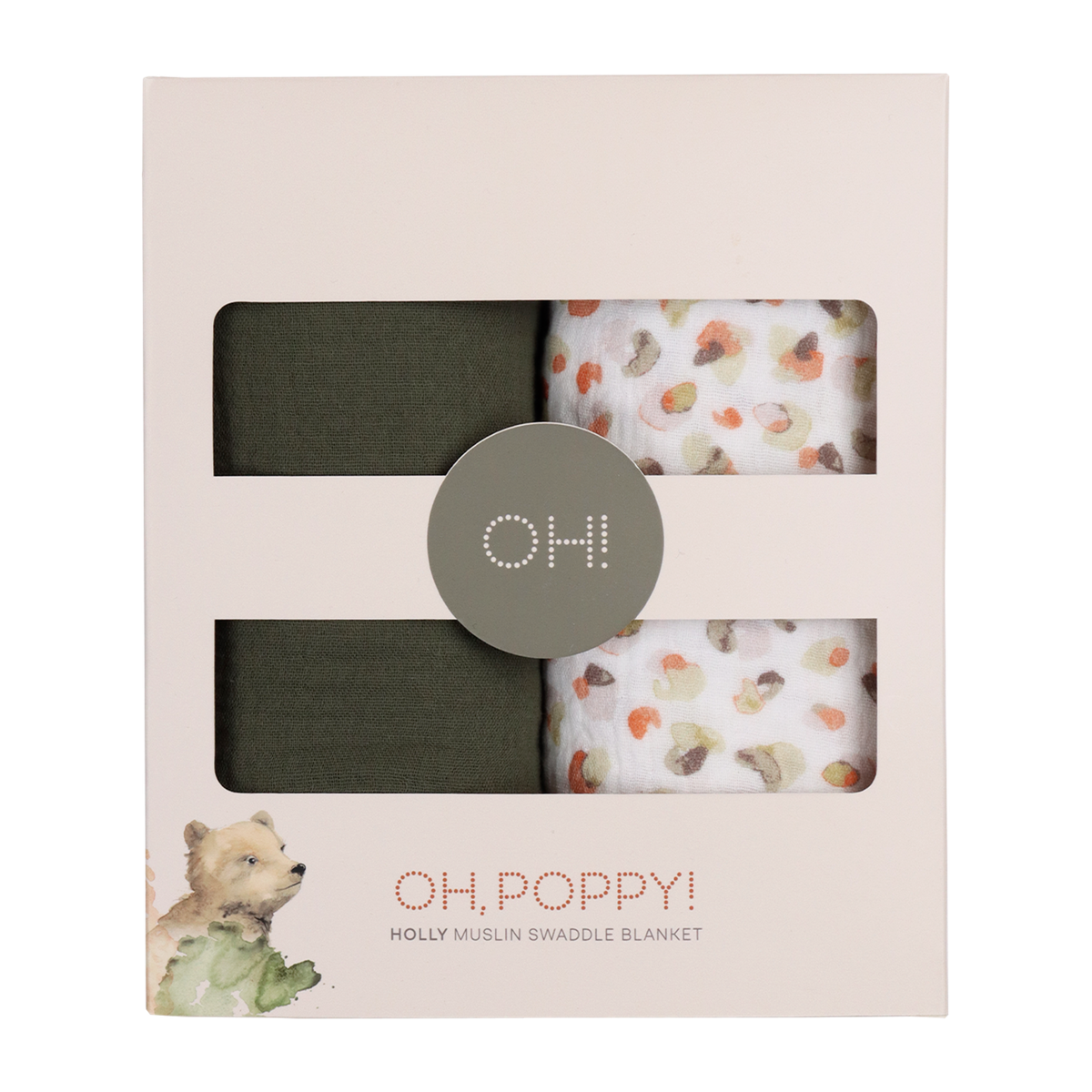 Oh, Poppy! Musselin Klud Holly Grøn (2-pak, 80x100cm)