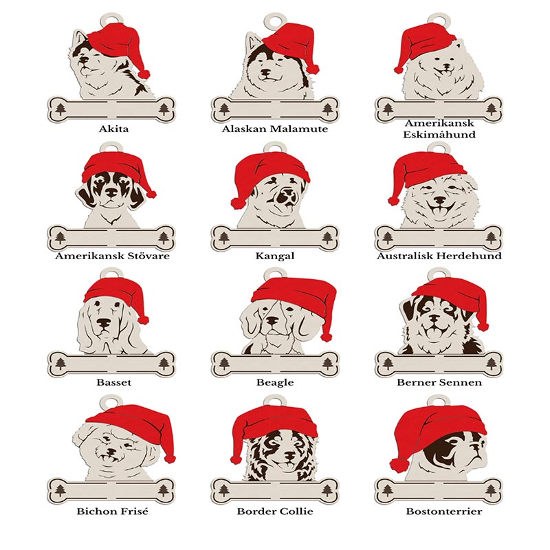 Santa Paws - Julhänge med hundmotiv & graverat namn