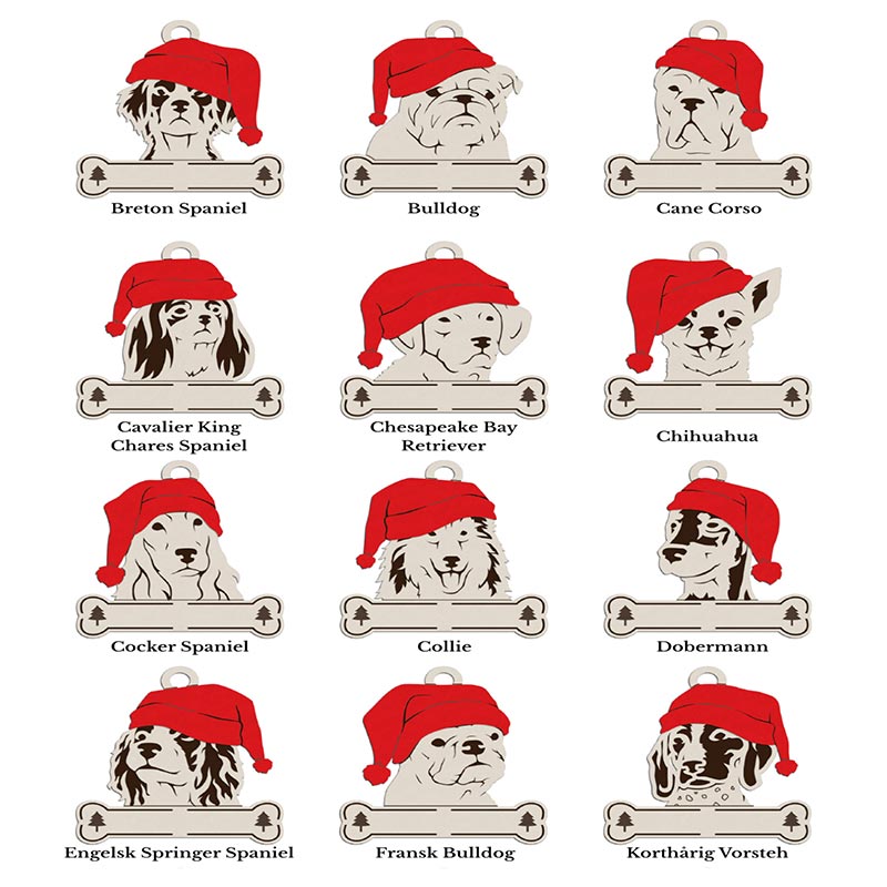 Santa Paws - Julhänge med hundmotiv & graverat namn