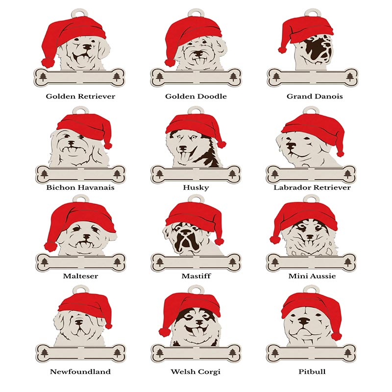 Santa Paws - Julhänge med hundmotiv & graverat namn