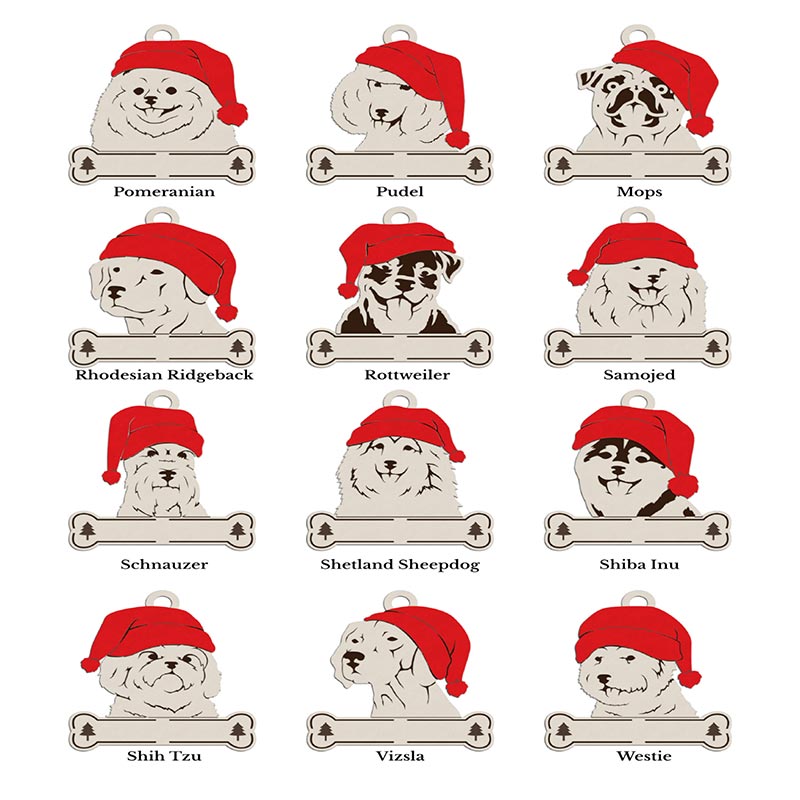 Santa Paws - Julhänge med hundmotiv & graverat namn
