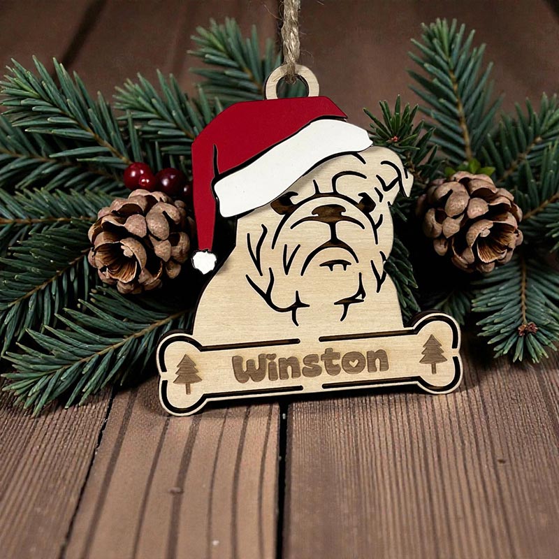 Santa Paws - Julhänge med hundmotiv & graverat namn