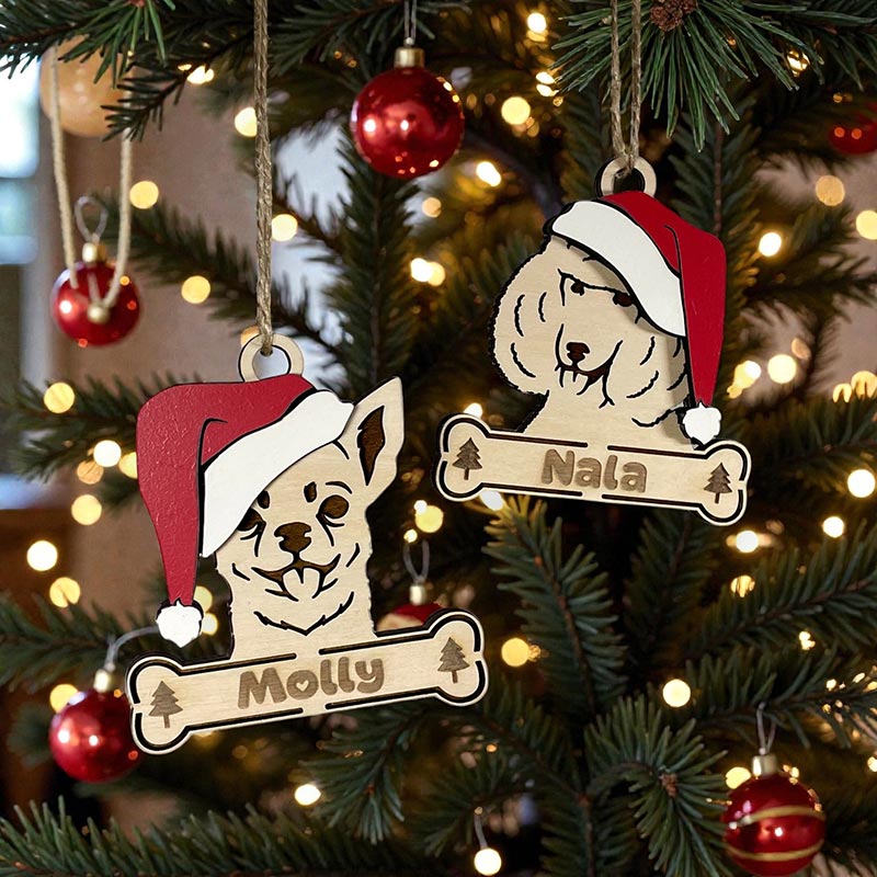 Santa Paws - Julhänge med hundmotiv & graverat namn