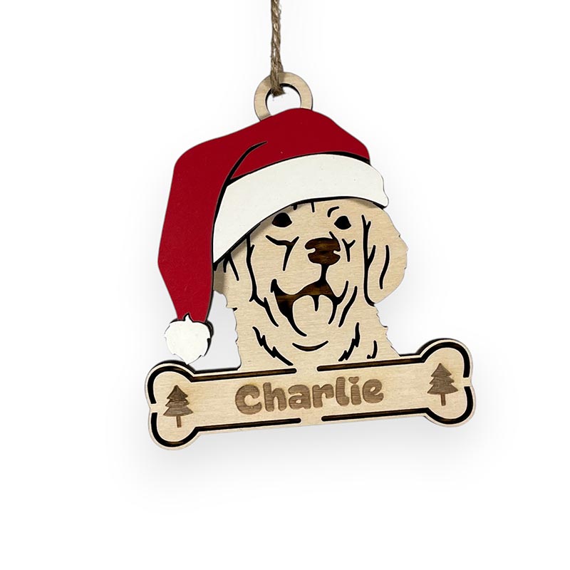 Santa Paws - Julhänge med hundmotiv & graverat namn