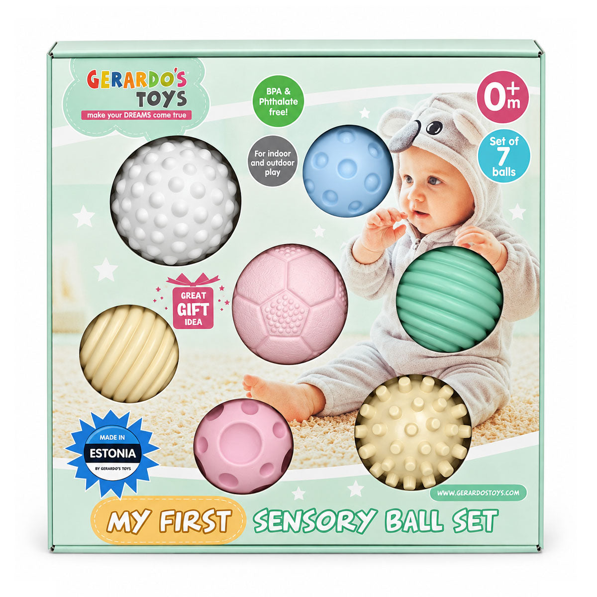 Gerardo Toys sensorisk bold-sæt (7-pak)