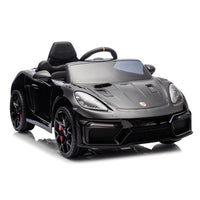 Thumbnail for Azeno Porsche Spyder 718 RS Svart elbil med gummihjul och MP3