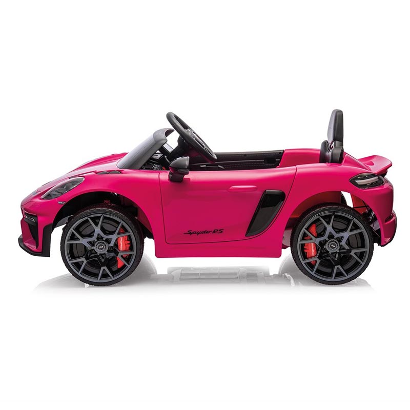 Azeno Porsche Spyder 718 RS Rosa elbil med gummihjul och MP3