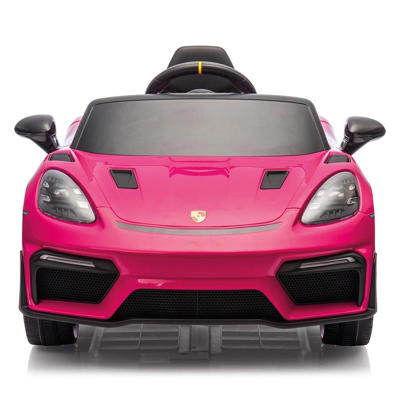 Azeno Porsche Spyder 718 RS Rosa elbil med gummihjul och MP3