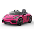 Azeno Porsche Spyder 718 RS lyserød elbil med gummihjul og MP3
