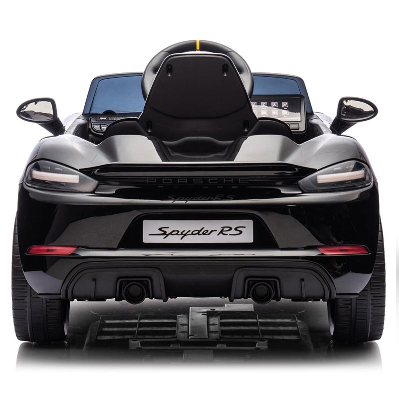 Azeno Porsche Spyder 718 RS Svart elbil med gummihjul och MP3