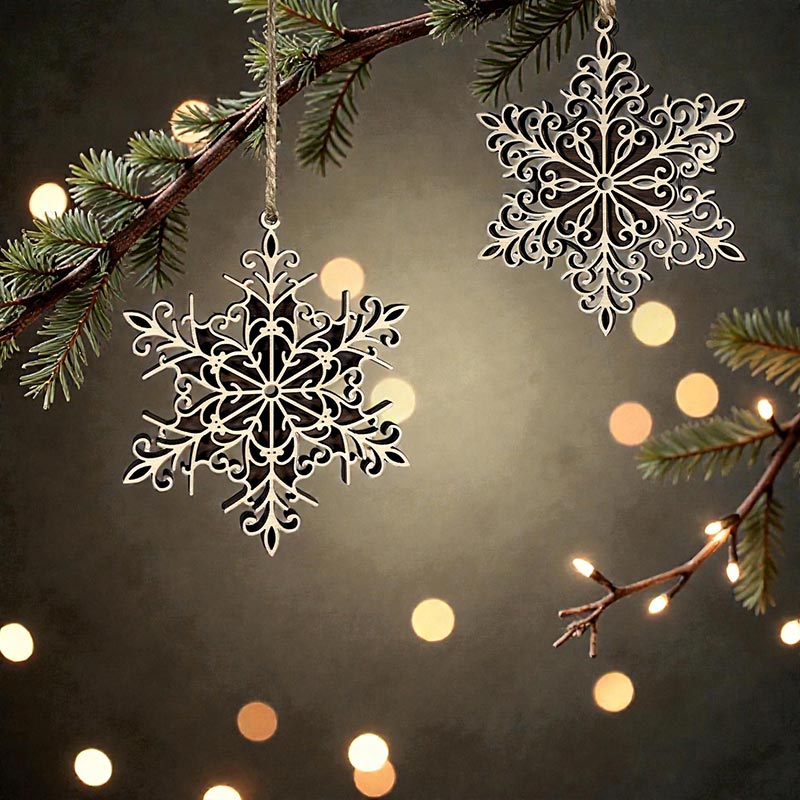 Vintertid - Snöflingor i trä (2-pack)