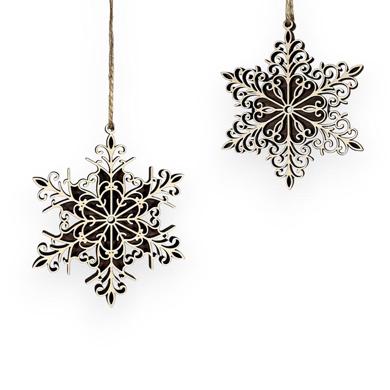 Vintertid - Snöflingor i trä (2-pack)