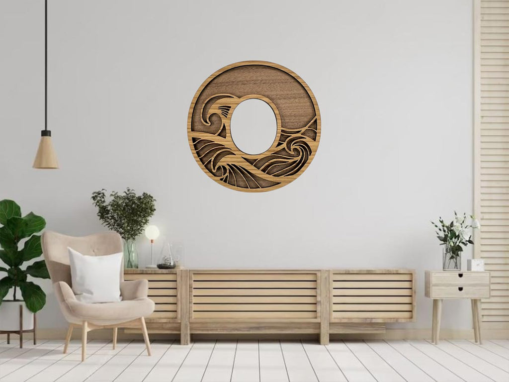 Väggbokstav Wave Premium i trä med graverat namn, 15-30cm